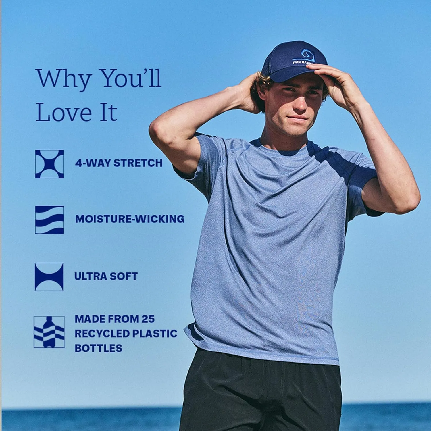 Fair Harbor The BreezeKnit Performance Tee  Men's Ultrasoft Performance T-Shirt  Quick Dry, Moisture Wicking Fabric