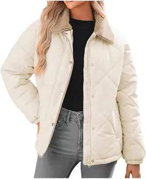 Fall Winter Jackets for Women 2024 Warm Quilted Jackets Lightweight Casual Puffer Jacket Padded Down Coat Outerwear