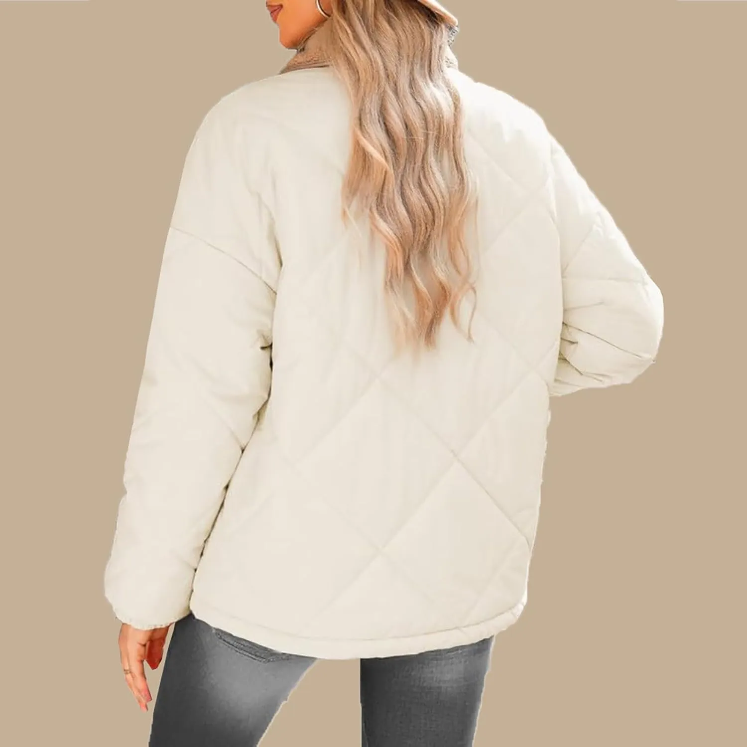 Fall Winter Jackets for Women 2024 Warm Quilted Jackets Lightweight Casual Puffer Jacket Padded Down Coat Outerwear