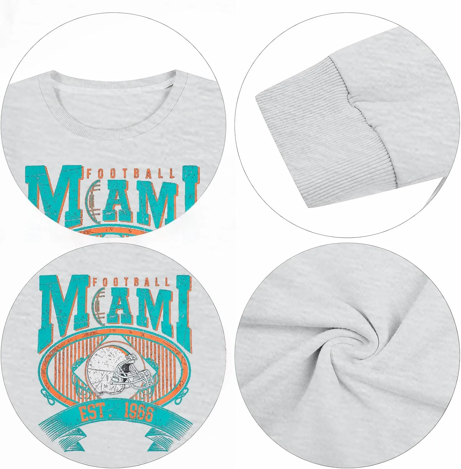 FASHGL Miami Football Sweatshirt Women Game Day Oversize Shirt Sunday Funday Football Season Long Sleeve Shirt