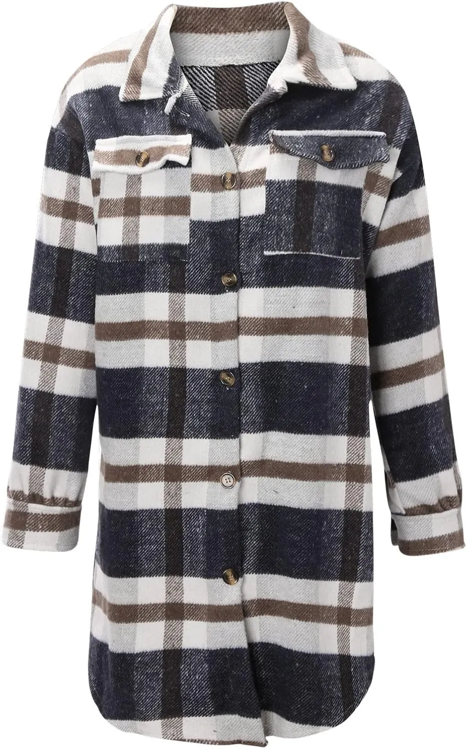 Flannel Shirts for Women Quilted Lined Shacket Jacket Fall Winter Tartan Trench Coat Tartan Long Jacket Coats