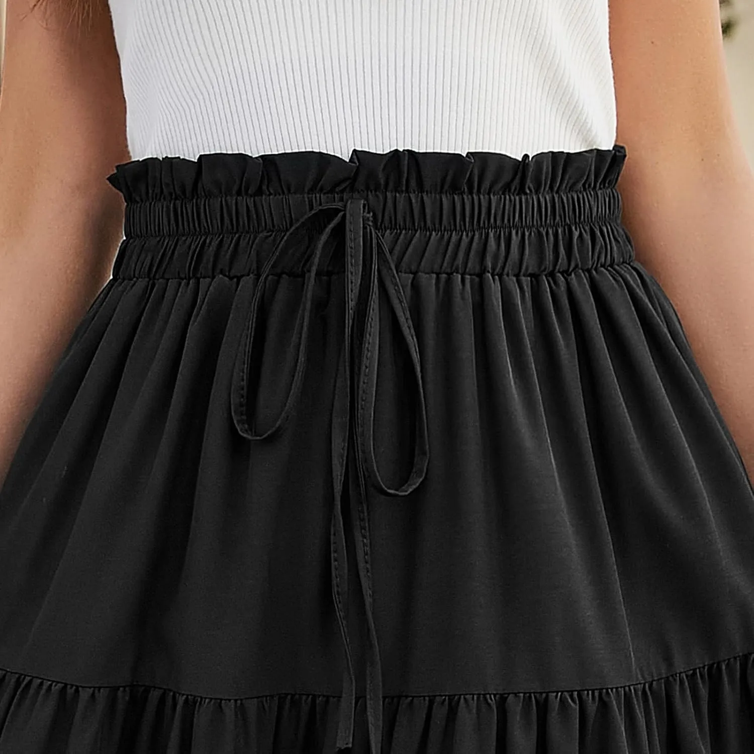 Floral Maxi Skirt for Women Summer Comfy Tiered Elastic High Waisted Skirts Vacation A-Line Flowy Swing Long Skirts