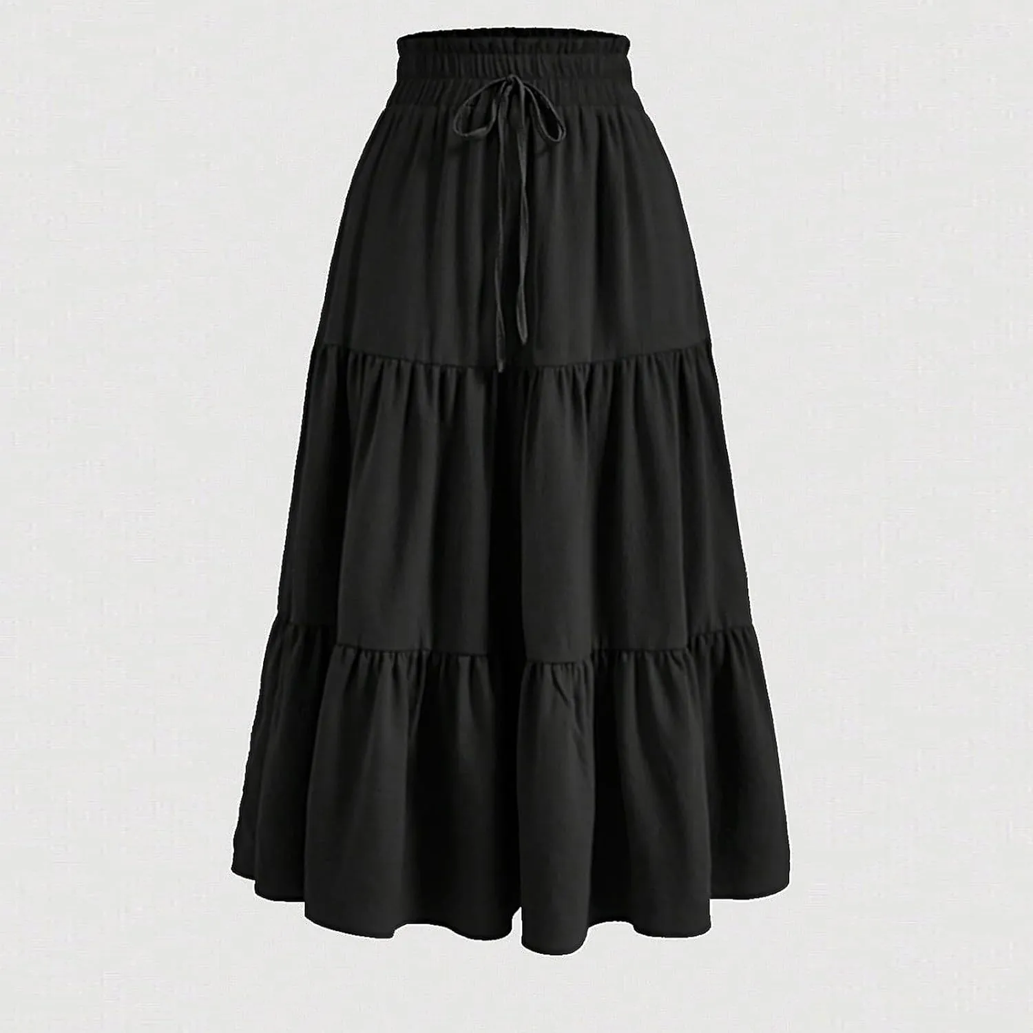Floral Maxi Skirt for Women Summer Comfy Tiered Elastic High Waisted Skirts Vacation A-Line Flowy Swing Long Skirts