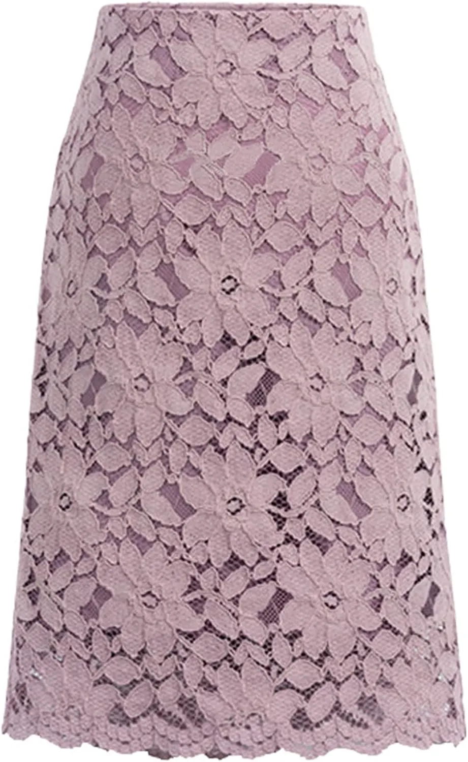 FMCHICO Skirt for Women's Floral Lace Elegant Midi Skirts Premium Stretch Office Pencil Skirts High Waist Casual Dress