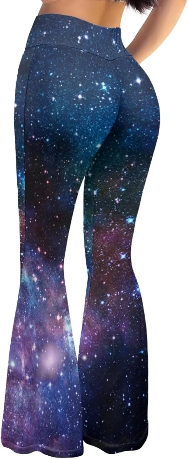 Forchrinse Music Piano Flared Pants for Women Wide Leg Pants Stretchy Yoga Leggings Bootcut Causal Pazallo Pants,XS-2XL