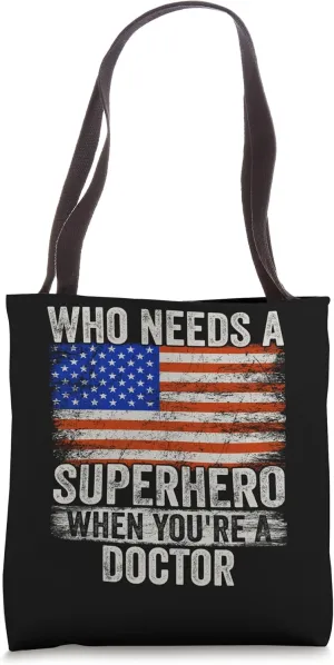 Funny Doctor Superhero Vintage Tee For Men Dad Tote Bag