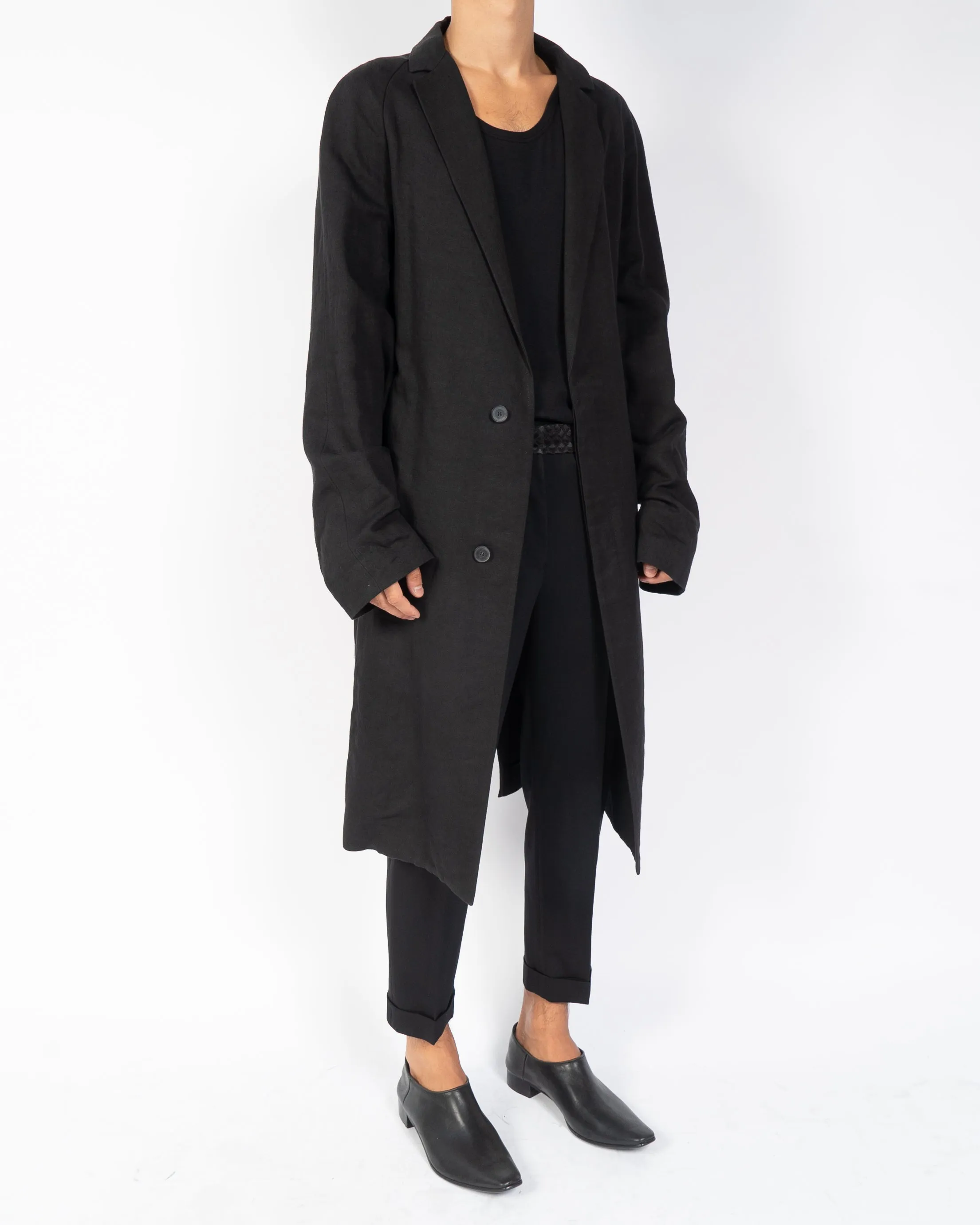 FW16 Oversized Black Hartman Wool Coat Sample