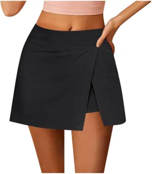 FZVYD Womens Tennis Skirt with Pockets Shorts Crossover High Waisted Athletic Skorts Skirts for Golf Running Workout Bodycon