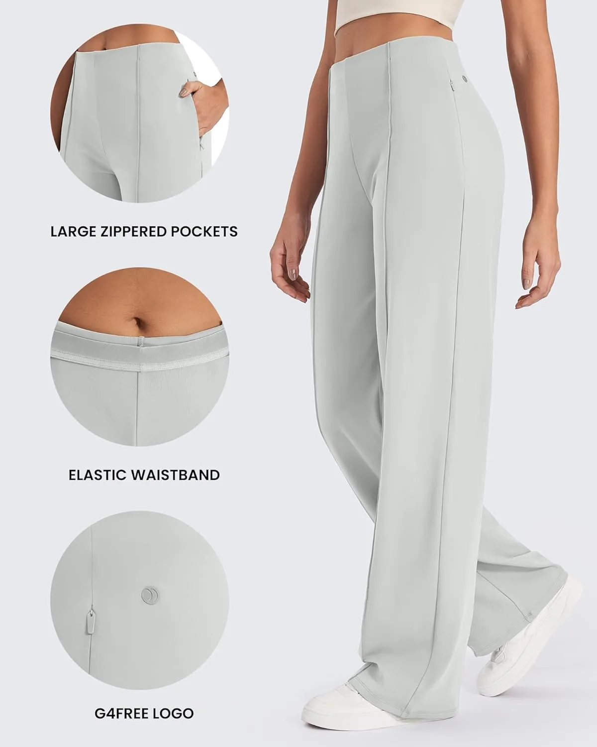G4Free Wide Leg Pants for Women Yoga Pants with Pockets Stretchy Business Casual Dress Pants Loose Petite/Regular/Tall
