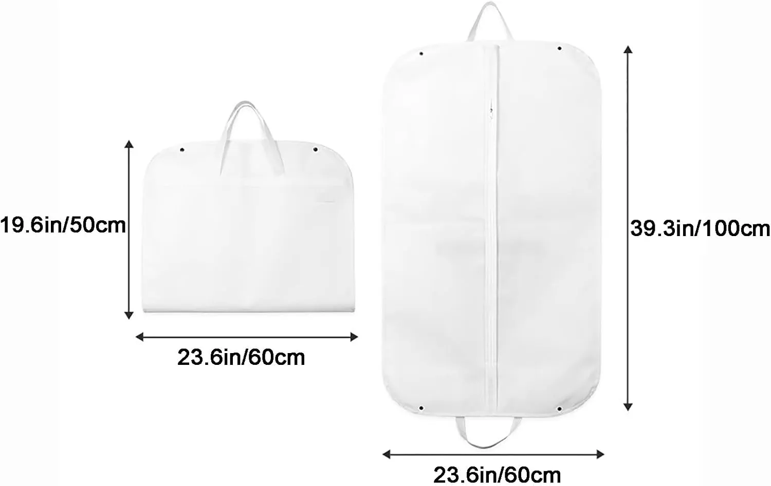 Garment Bags for Hanging Clotheswith Carry Handles, Non-Woven Garmet BagBusiness Suit Bags, for Suits, Jackets, Dresses(White)