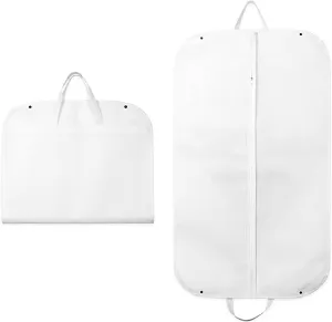 Garment Bags for Hanging Clotheswith Carry Handles, Non-Woven Garmet BagBusiness Suit Bags, for Suits, Jackets, Dresses(White)