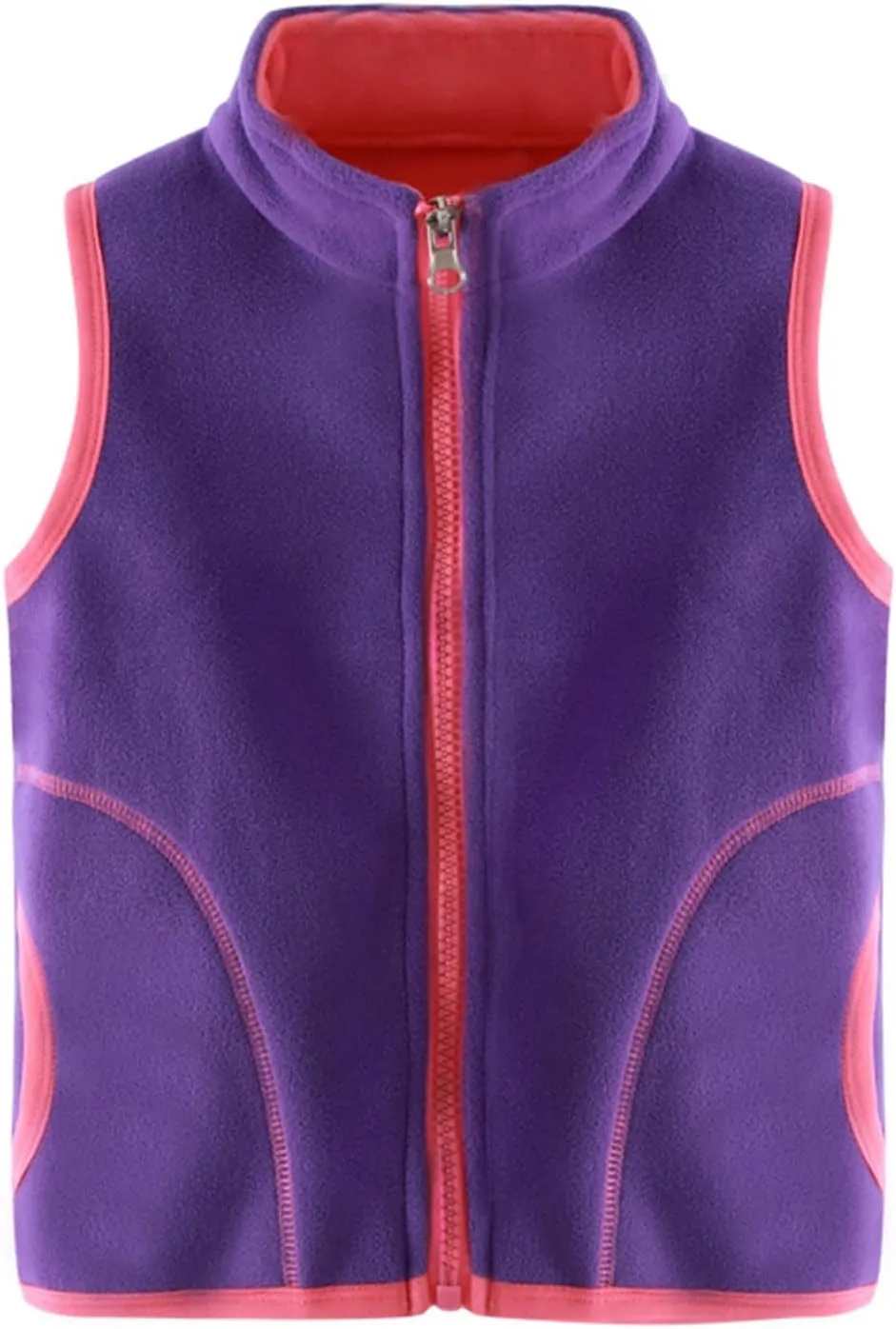 Girls' Full-Zip Polar Fleece Vest Jacket Kids Sleeveless Lightweight Outwear Windproof Coat Waistcoat with Pockets
