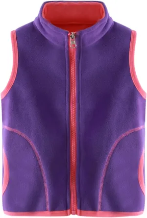 Girls' Full-Zip Polar Fleece Vest Jacket Kids Sleeveless Lightweight Outwear Windproof Coat Waistcoat with Pockets