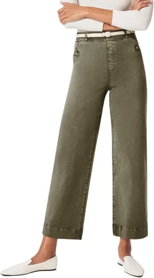 Gumipy Women Stretch Twill Cropped Wide Leg Pant High Waist Casual Capri Pants Straight Leg Chino Pants Dressy Ankle Jeans