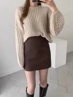 Half Skirt Female Fall and Winter High-Waisted Casual Short Skirt
