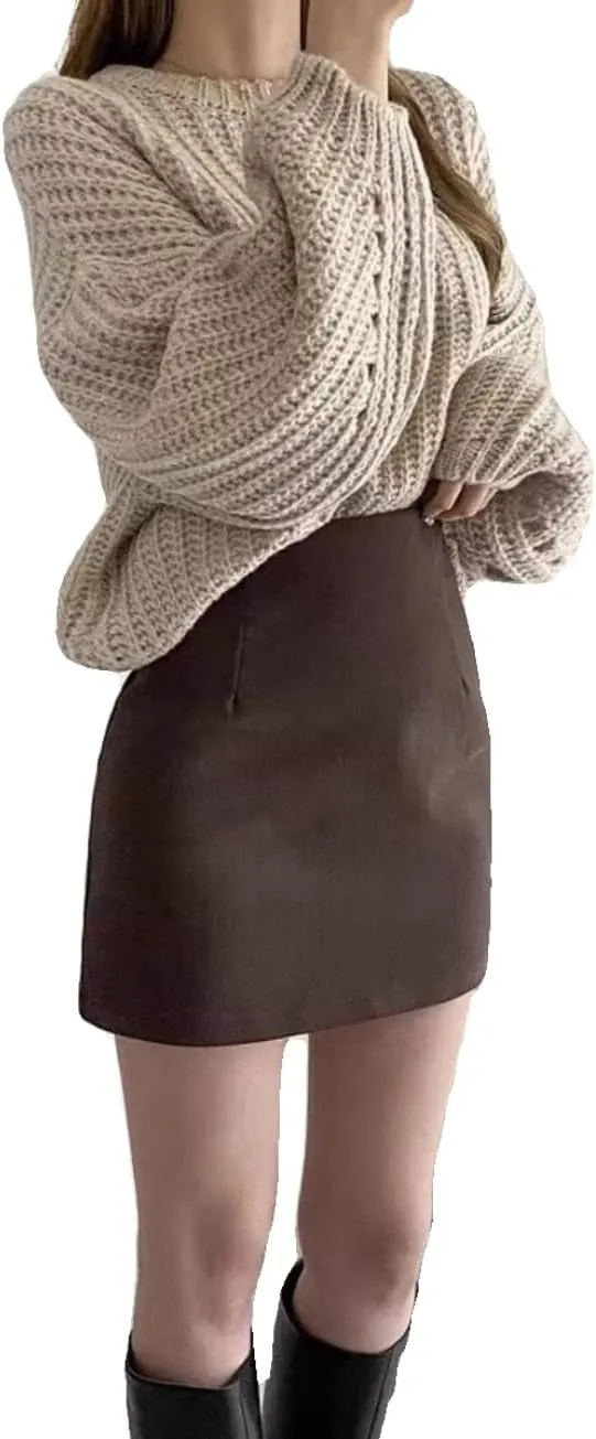 Half Skirt Female Fall and Winter High-Waisted Casual Short Skirt