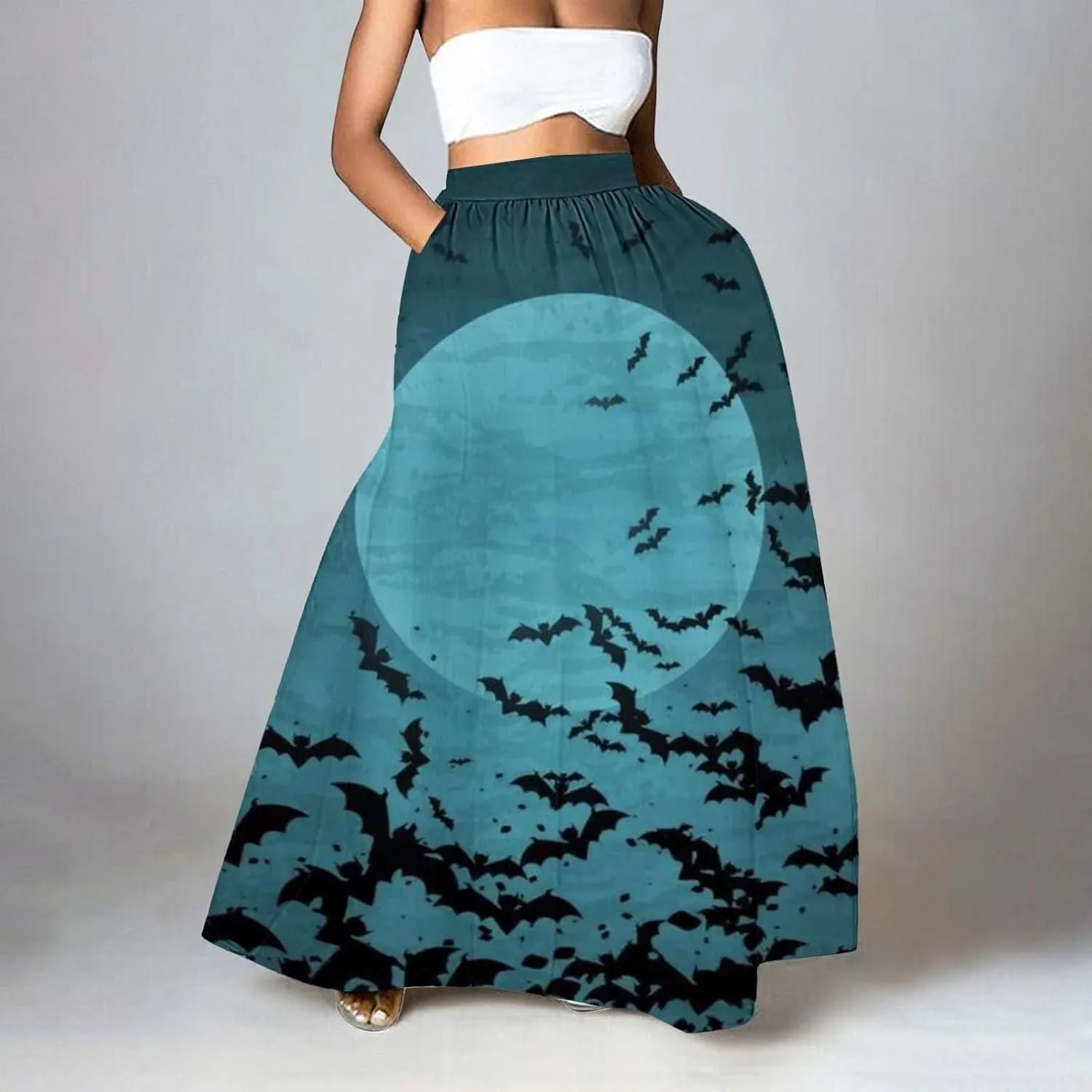 Halloween Skirts for Women Waist Party Beach Pocket Long Maxi Skirt Womens Tulle Skirt Black Tutu Skirt Black Skirt
