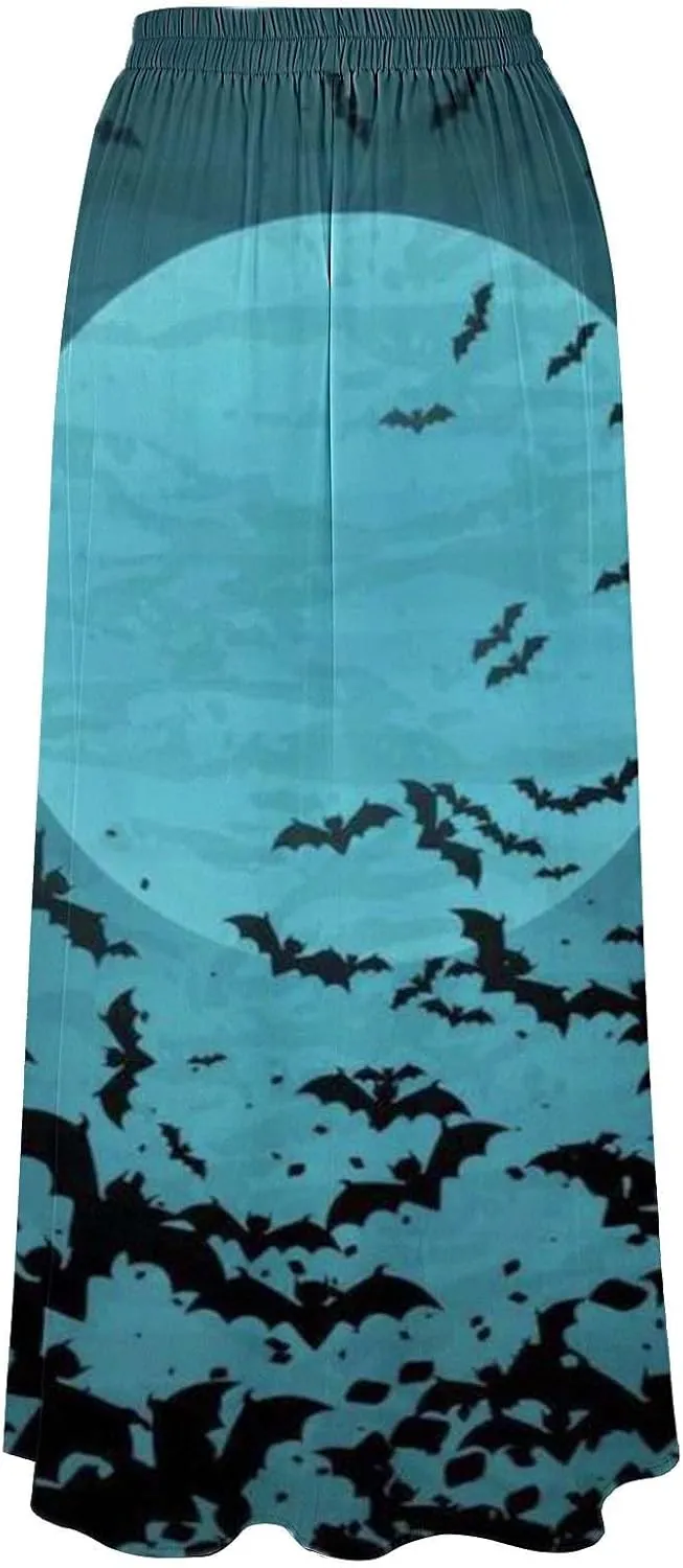 Halloween Skirts for Women Waist Party Beach Pocket Long Maxi Skirt Womens Tulle Skirt Black Tutu Skirt Black Skirt