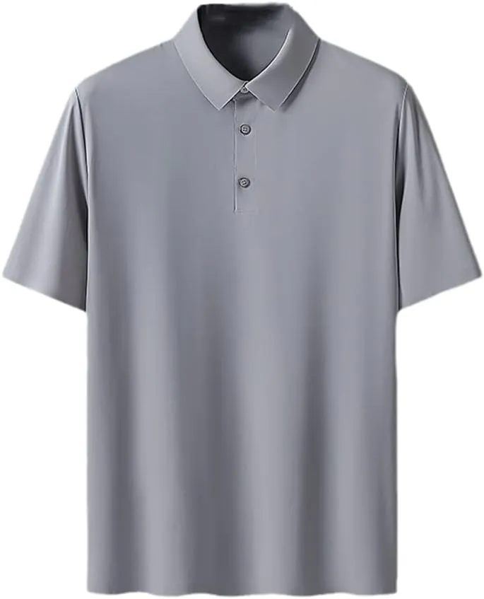 Hamthuit Men Polo Shirt Business Solid Breathable Quick Dry Mens Slim Fit Stretch Golf Tee Shirt
