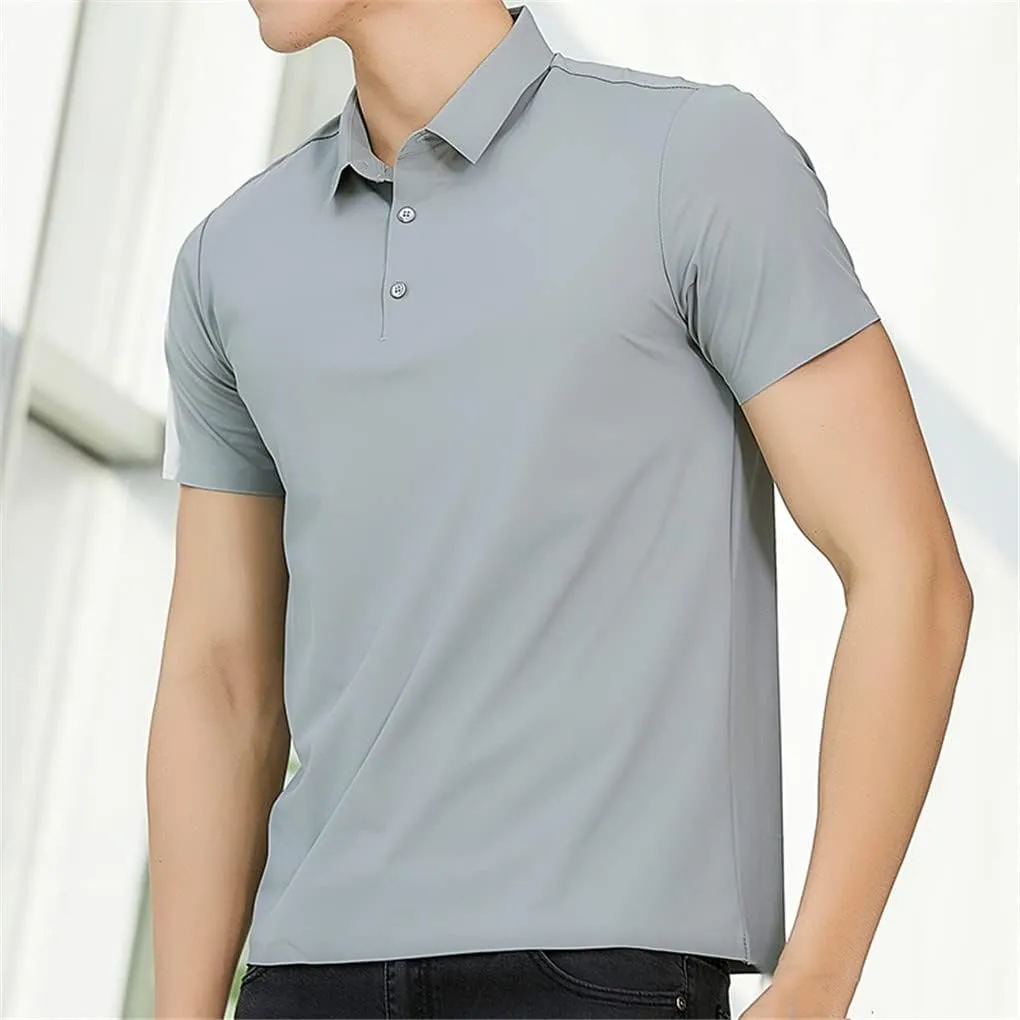 Hamthuit Men Polo Shirt Business Solid Breathable Quick Dry Mens Slim Fit Stretch Golf Tee Shirt