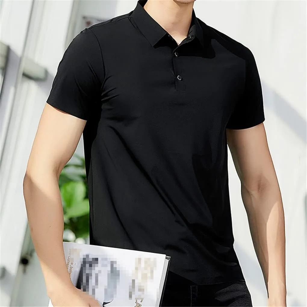 Hamthuit Men Polo Shirt Business Solid Breathable Quick Dry Mens Slim Fit Stretch Golf Tee Shirt