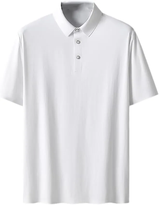 Hamthuit Men Polo Shirt Business Solid Breathable Quick Dry Mens Slim Fit Stretch Golf Tee Shirt