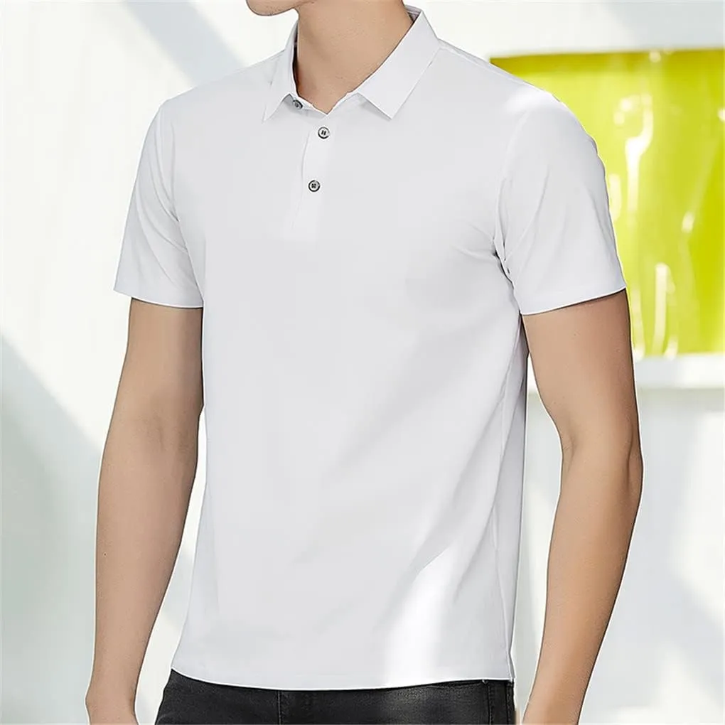 Hamthuit Men Polo Shirt Business Solid Breathable Quick Dry Mens Slim Fit Stretch Golf Tee Shirt