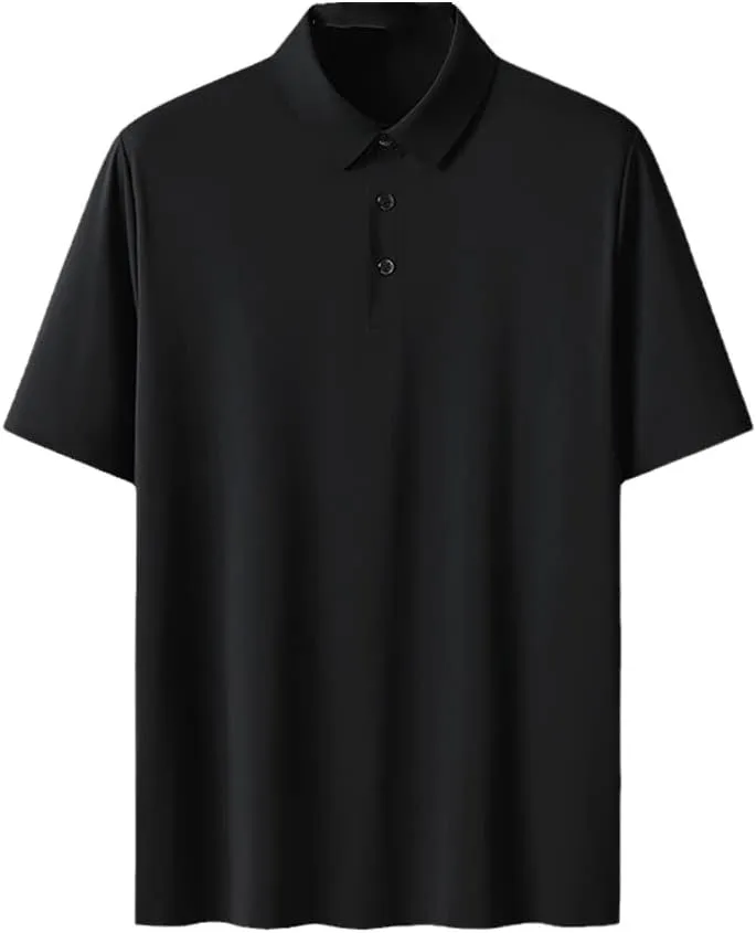 Hamthuit Men Polo Shirt Business Solid Breathable Quick Dry Mens Slim Fit Stretch Golf Tee Shirt