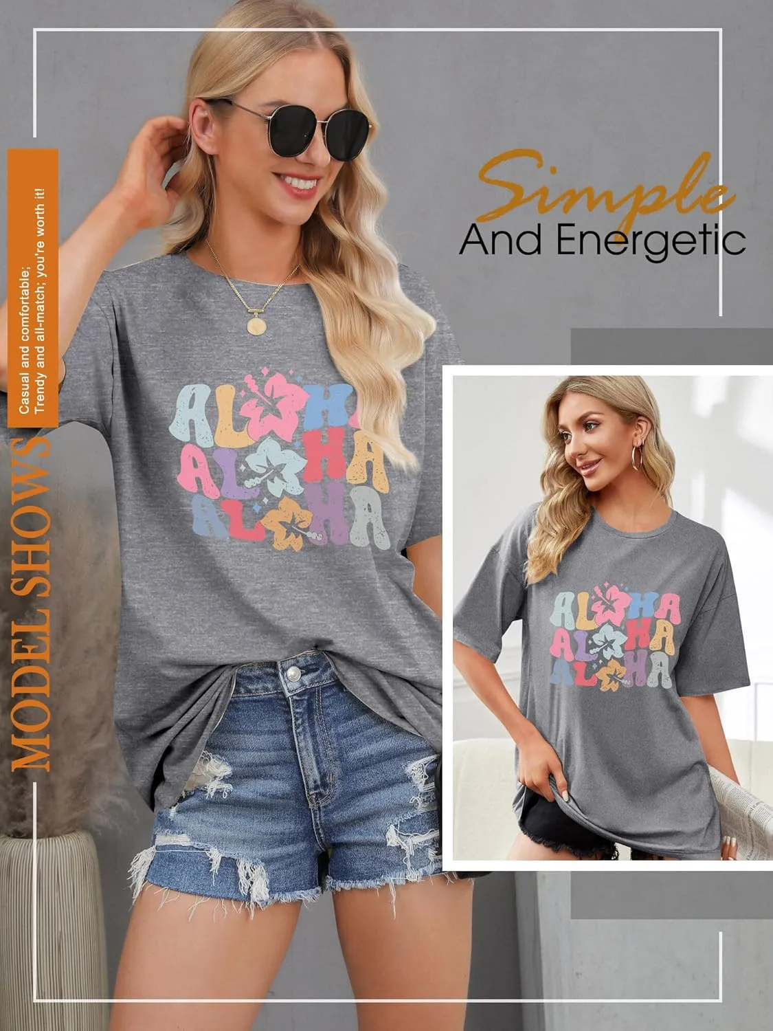 Hawaiian Shirts Women Oversized Aloha Shirt Flower Graphic Short Sleeve Family Vacation Beach T-Shirt Tops