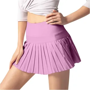 HGps8w Womens Pleated Tennis Skirts with Bulit-in-Shorts High Waisted Athletic Golf Skorts Skirts Outdoor Sports Shorts