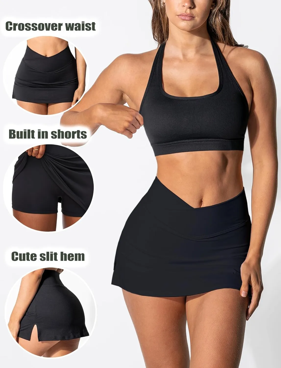 High Waisted Golf Skort Tennis Skirt for Women Bodycon Mini Skirt Short Pickleball Athletic Skirt with Shorts