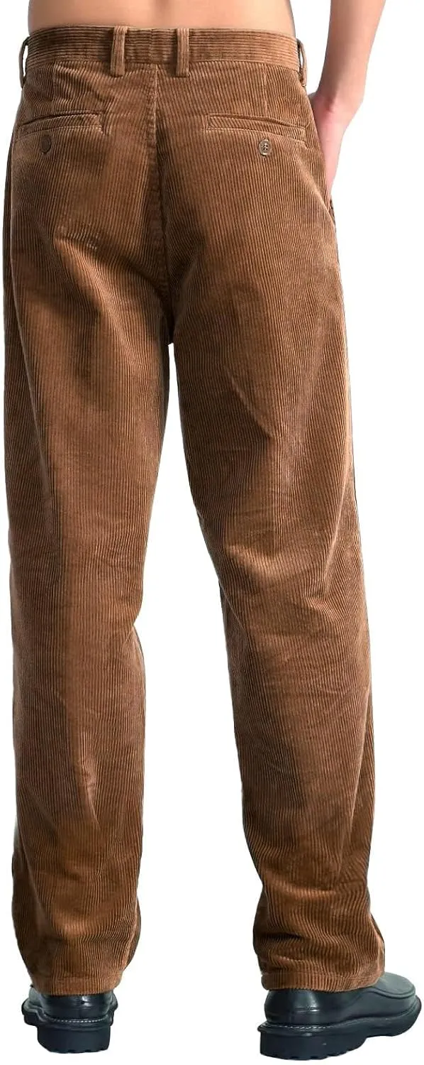 IDEALSANXUN Mens Corduroy Pants Casual Straight Leg Pleated Dress Pants
