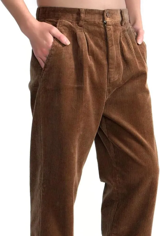 IDEALSANXUN Mens Corduroy Pants Casual Straight Leg Pleated Dress Pants