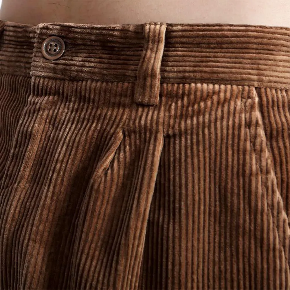 IDEALSANXUN Mens Corduroy Pants Casual Straight Leg Pleated Dress Pants