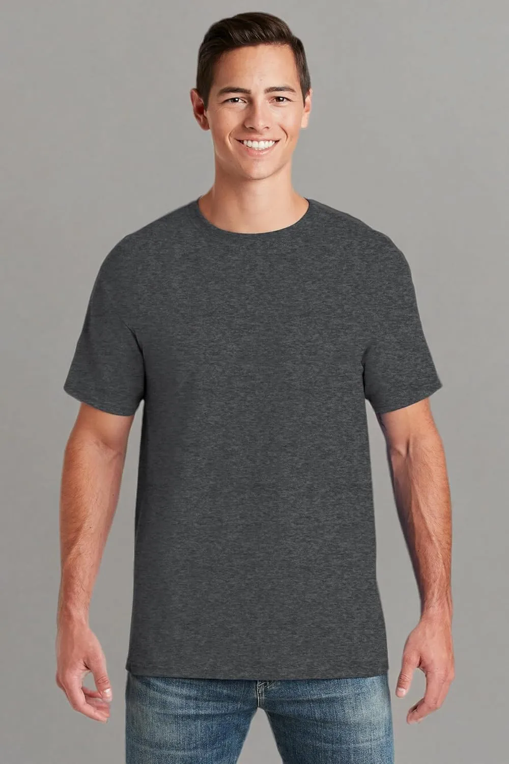 Jerzees Men's Black Heather Adult Short Sleeve Tee 3 Pack