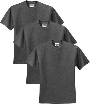 Jerzees Men's Black Heather Adult Short Sleeve Tee 3 Pack