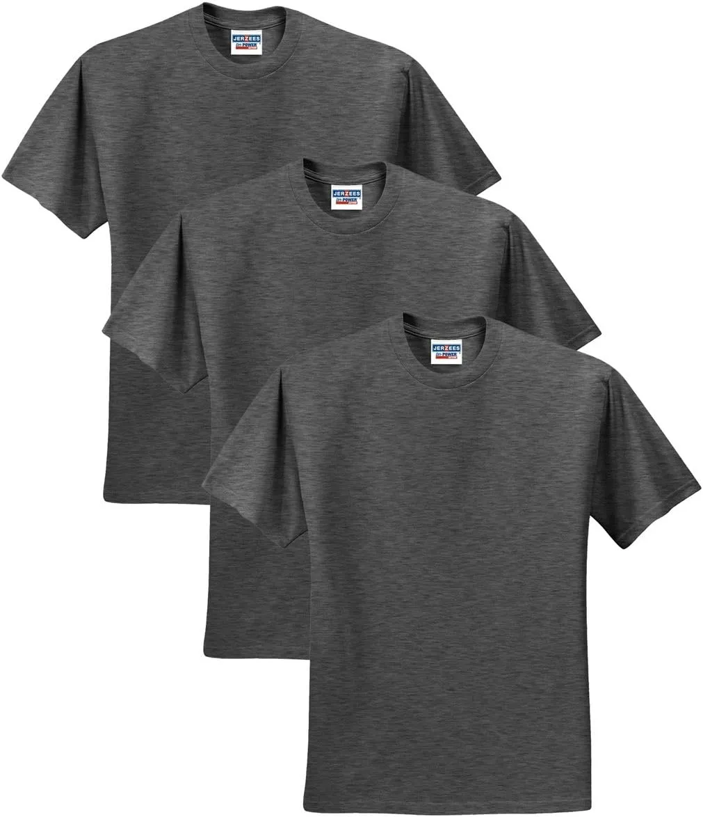 Jerzees Men's Black Heather Adult Short Sleeve Tee 3 Pack