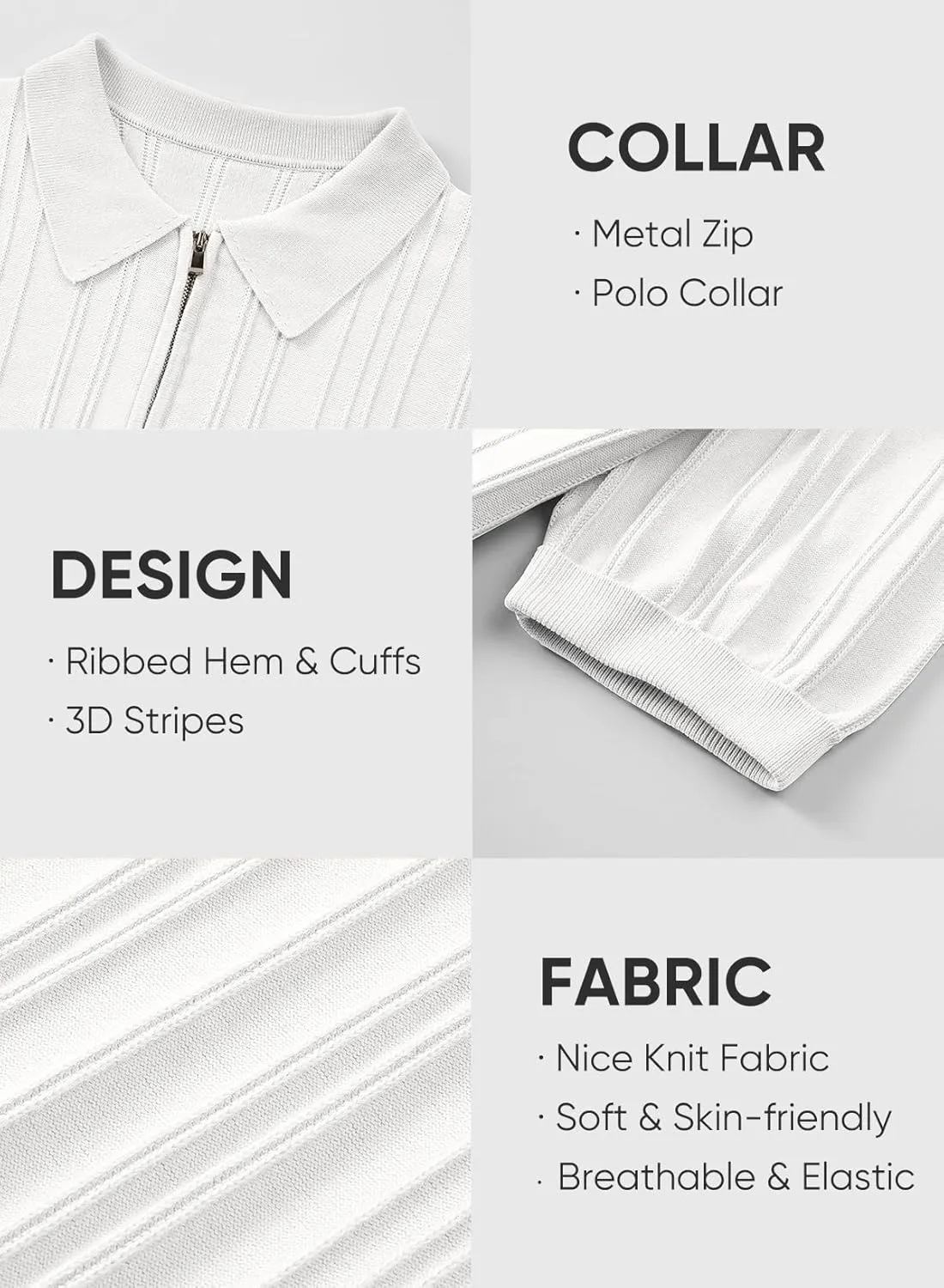 JMIERR Mens Casual Polo Shirt Short Sleeve Classic Fit Knit T Shirt Golf Shirts with Zipper