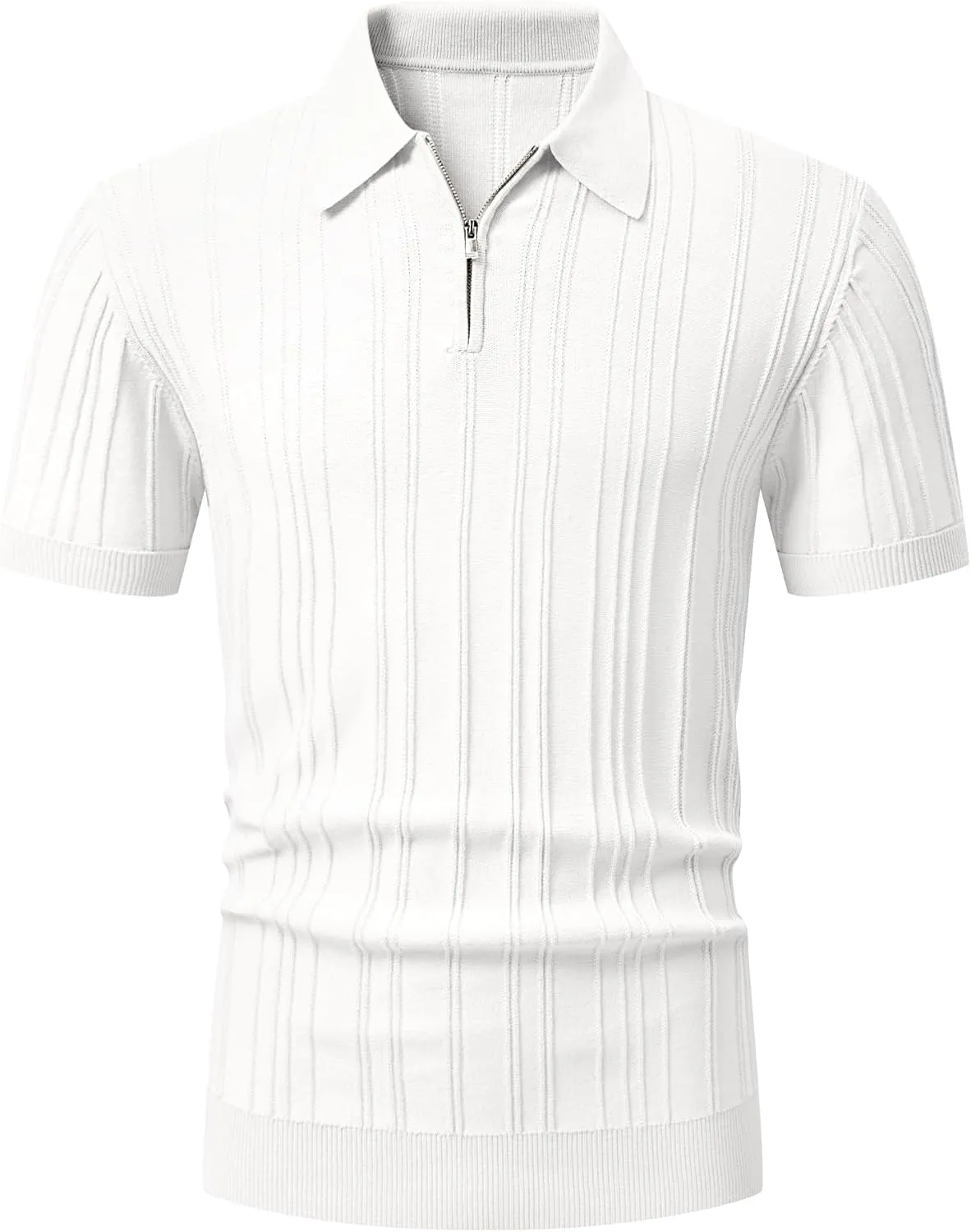 JMIERR Mens Casual Polo Shirt Short Sleeve Classic Fit Knit T Shirt Golf Shirts with Zipper