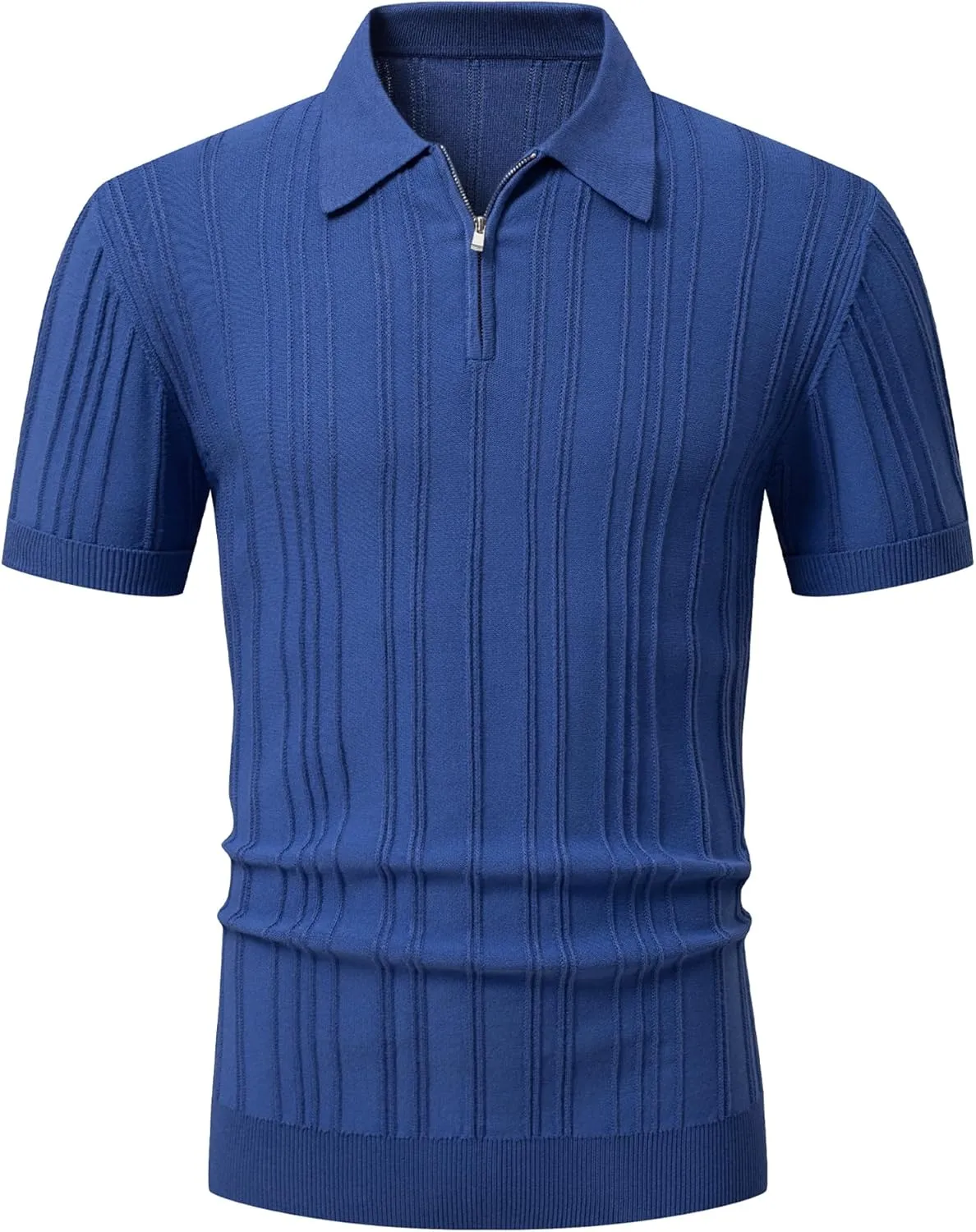 JMIERR Mens Casual Polo Shirt Short Sleeve Classic Fit Knit T Shirt Golf Shirts with Zipper