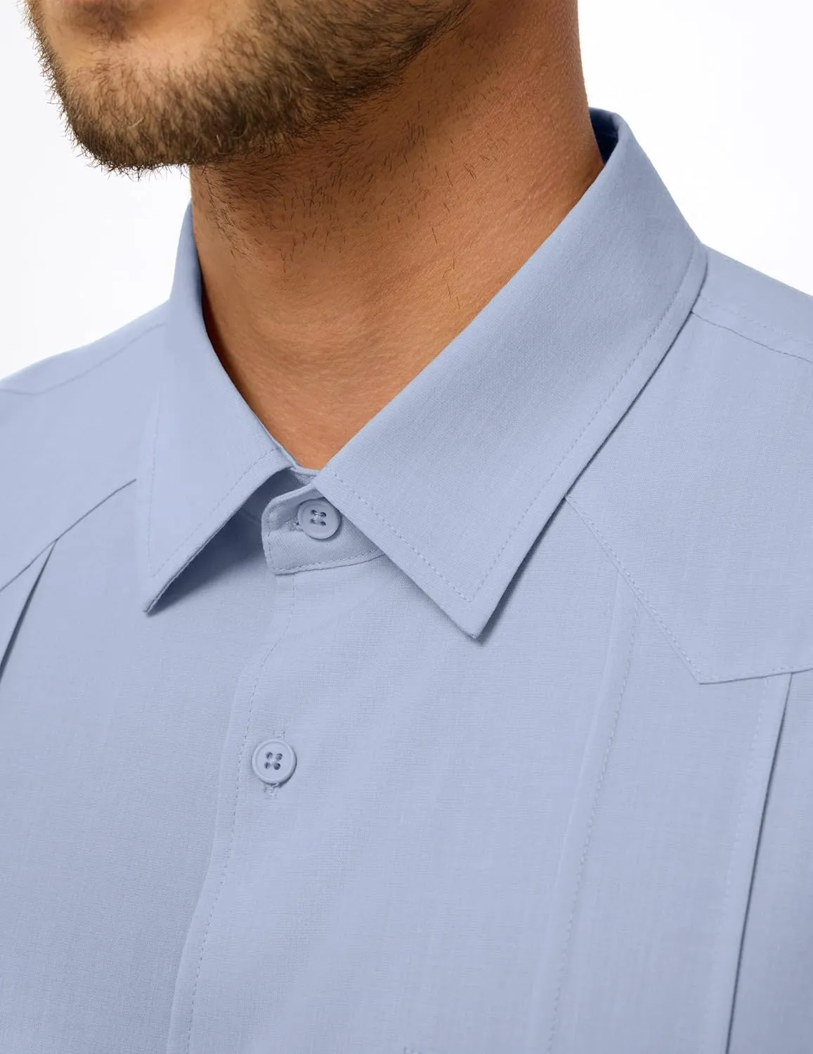 JMIERR Mens Guayabera Shirt Short Sleeves Casual Button Down Shirt Summer Beach Wedding Shirts with Pocket