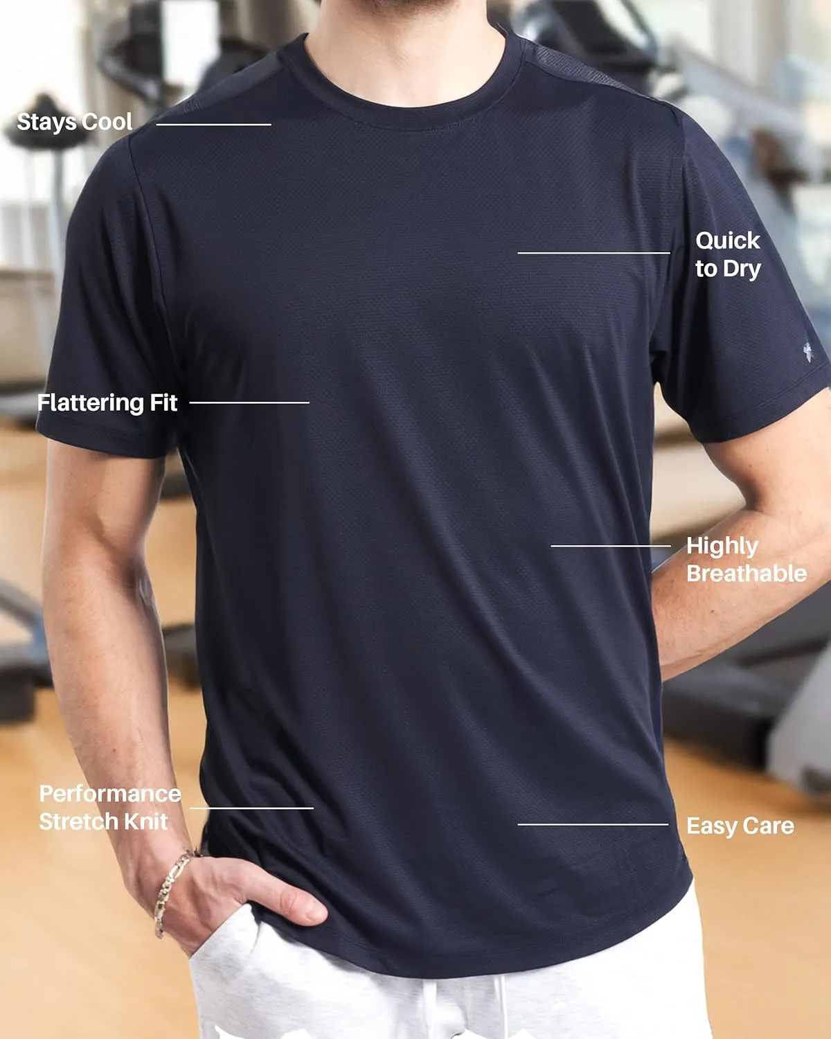 Kenneth Cole REACTION Performance Slim Fit T Shirts for Men Pack of 3 - Quick Dry Moisture Wicking Polyester T-Shirts for Men