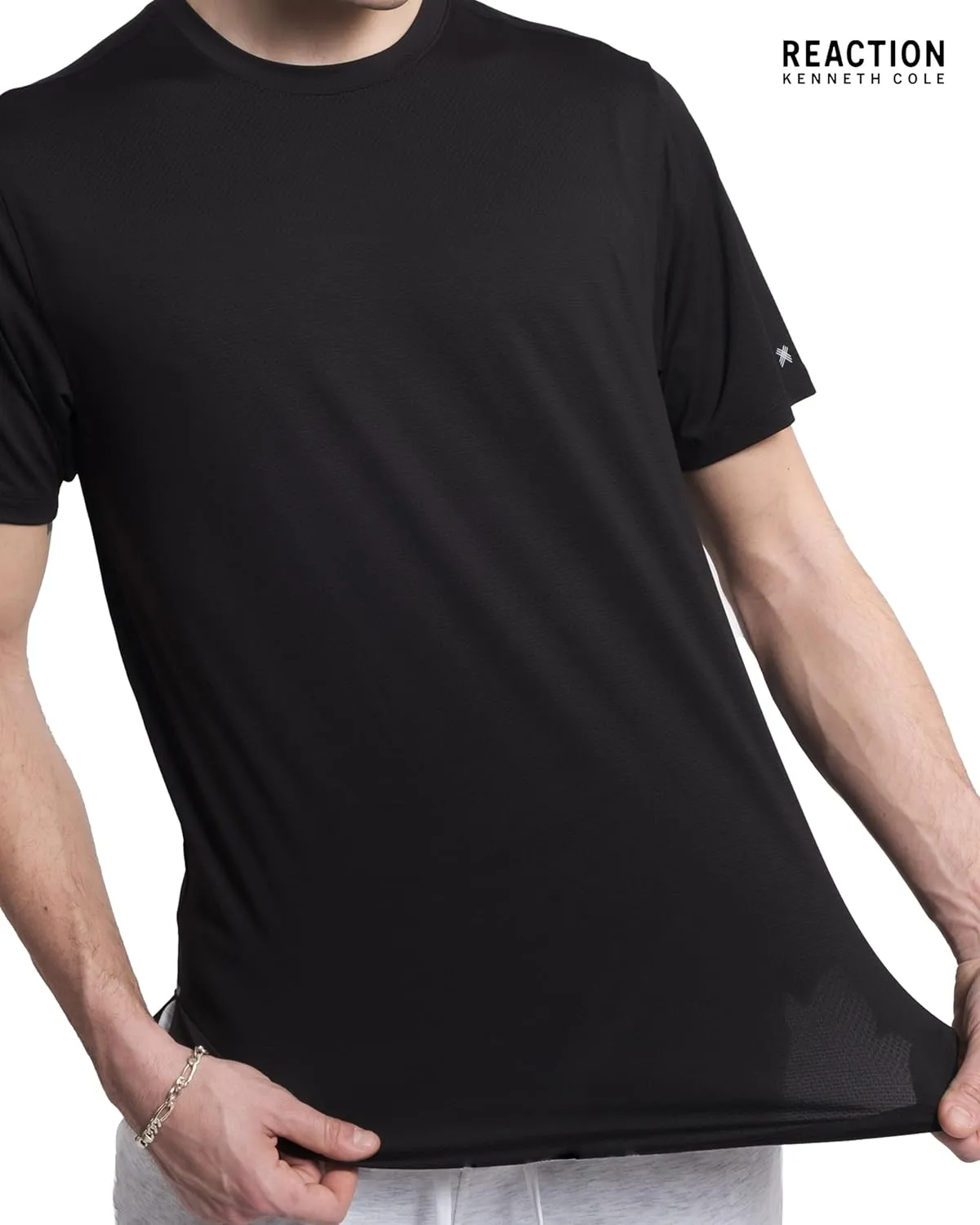 Kenneth Cole REACTION Performance Slim Fit T Shirts for Men Pack of 3 - Quick Dry Moisture Wicking Polyester T-Shirts for Men