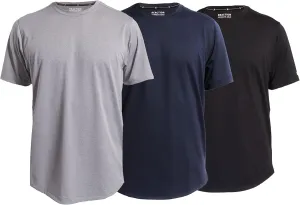 Kenneth Cole REACTION Performance Slim Fit T Shirts for Men Pack of 3 - Quick Dry Moisture Wicking Polyester T-Shirts for Men