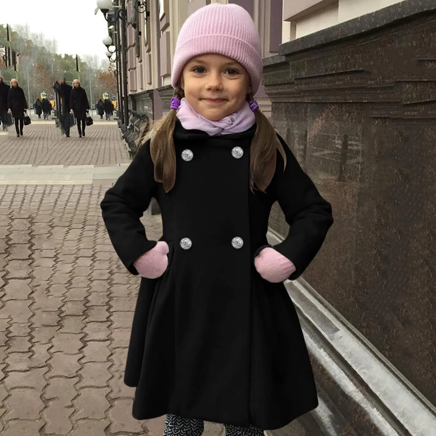 Kids Girls Lightweight Trench Coat Double Breasted Classic Belted Jacket Windbreaker Fall Outwear Dress Coats