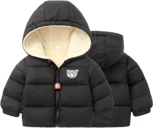 Kids Toddler Baby Girls Boys Winter Warm Thick Cotton Long Sleeve Bear Hooded Padded Clothes Coats Jackets for