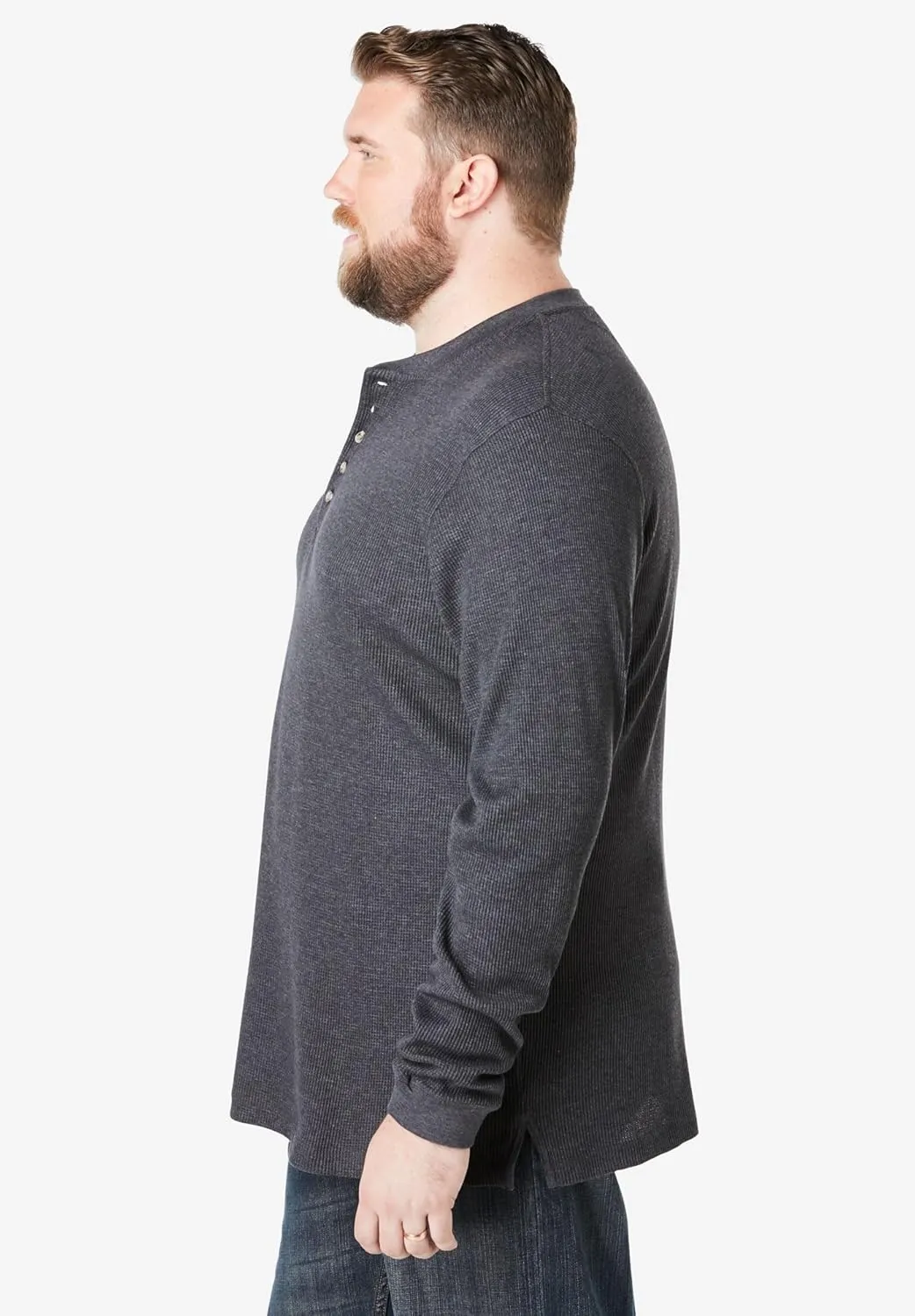 KingSize Men's Big & Tall Tall Waffle-Knit Thermal Henley Tee