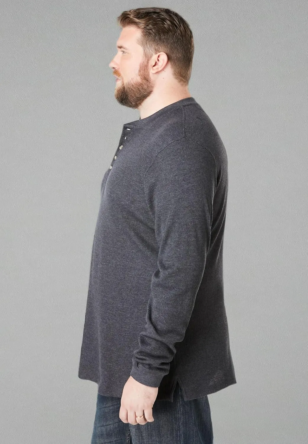 KingSize Men's Big & Tall Tall Waffle-Knit Thermal Henley Tee