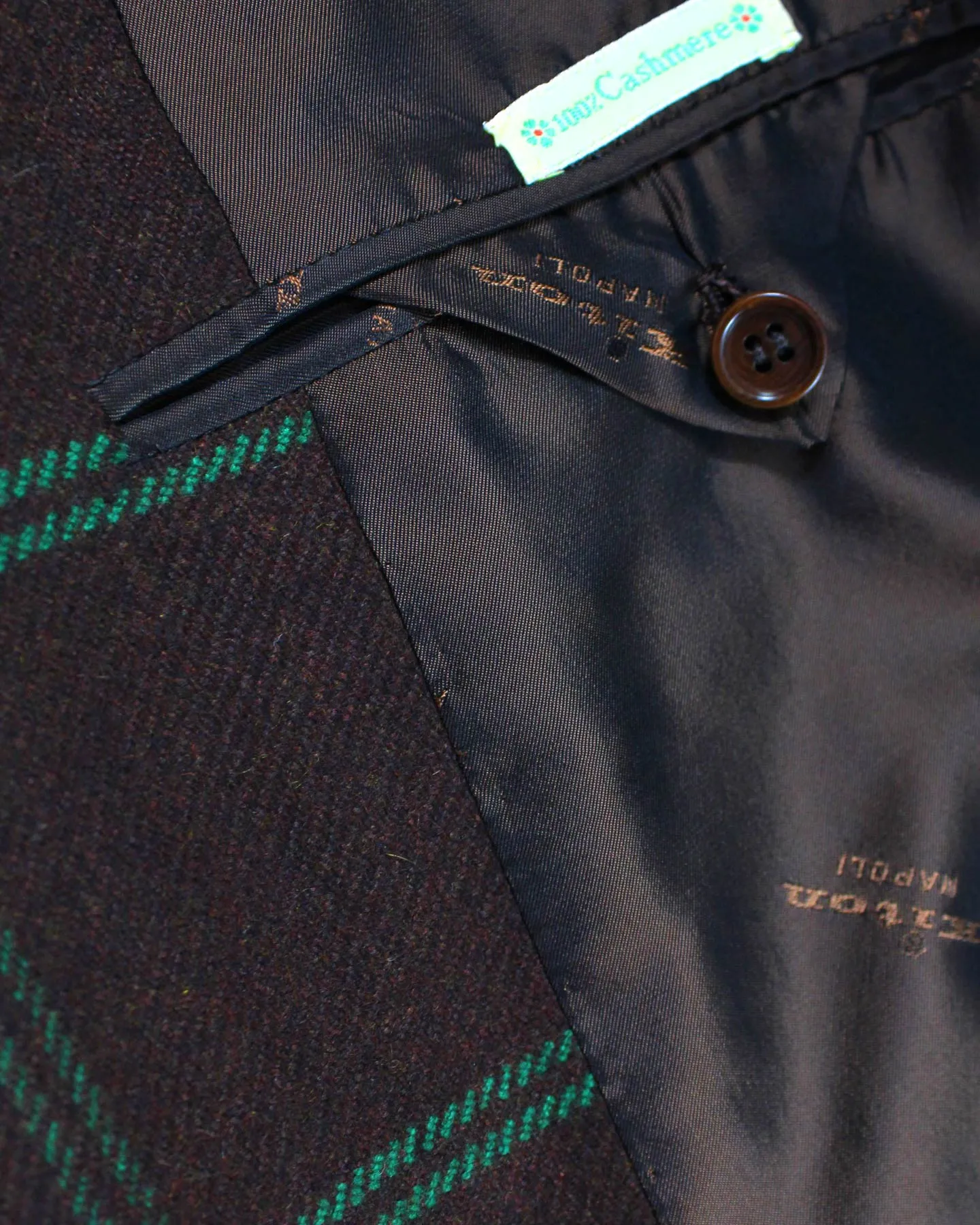 Kiton Cashmere Sport Coat Maroon Green Windowpane 2 Button EUR 50/ US 40 R REDUCED - SALE