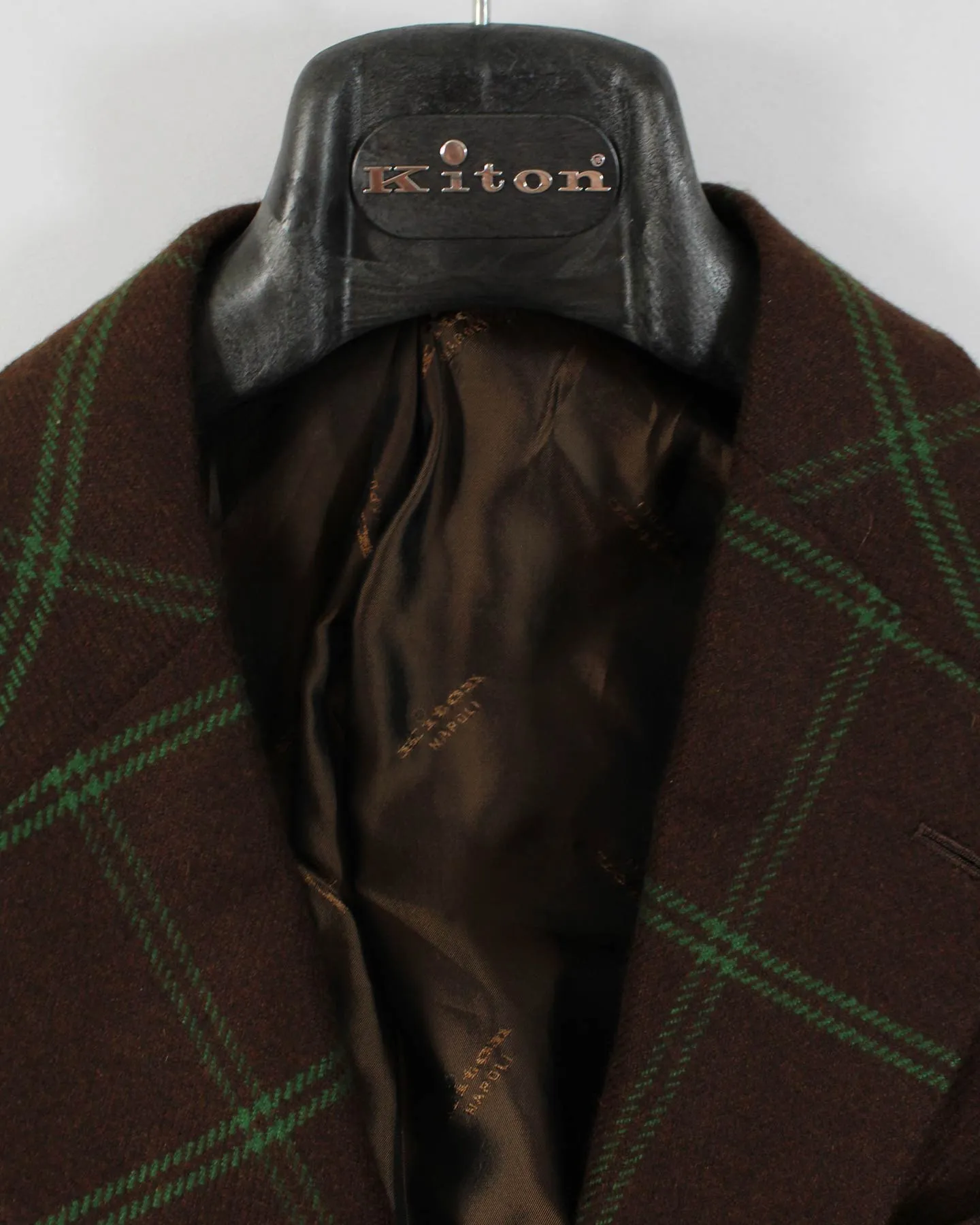Kiton Cashmere Sport Coat Maroon Green Windowpane 2 Button EUR 50/ US 40 R REDUCED - SALE